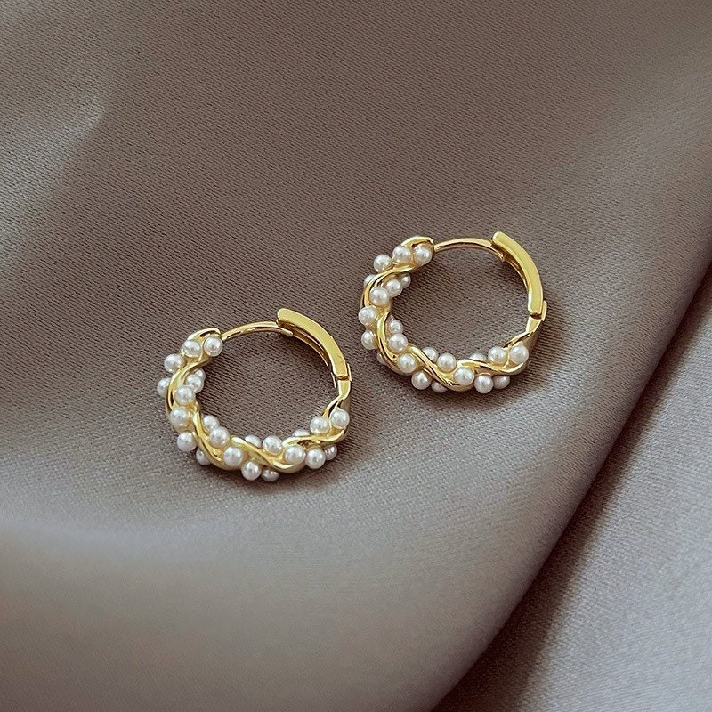 18K Gold Plated Pearl Hoop Earrings for Womengold Hoop - Etsy