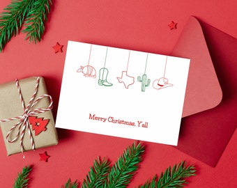 Texas Christmas Printable Greeting Card 7 X 5 Instant Download