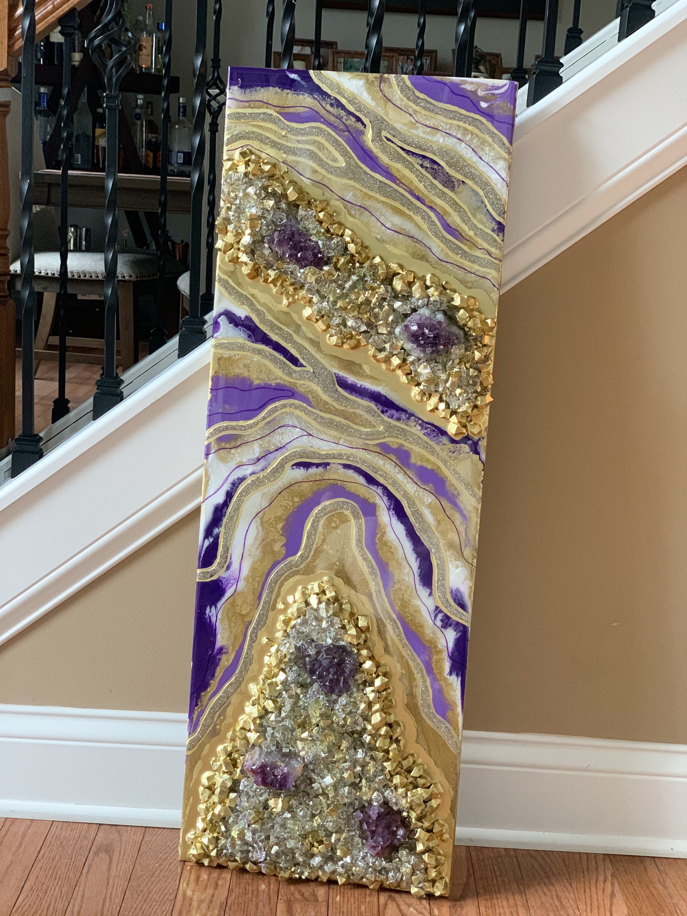 Original 12x36 Geode Resin Artwork Geode Resin Art Purple Etsy