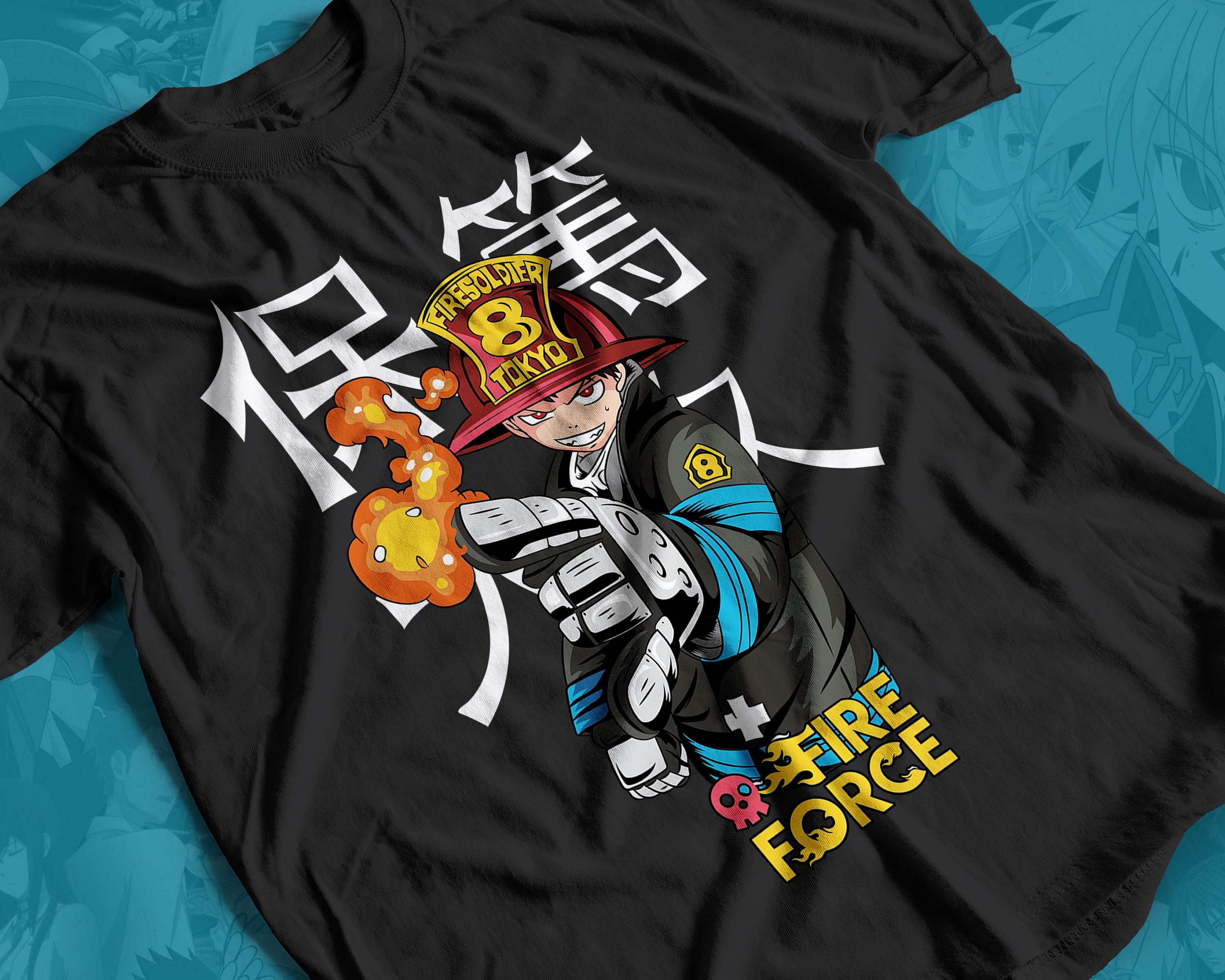 初売りセール Shinra Shirt Manga Anime Force Fire Unisex, T-shirt Anime Clothing