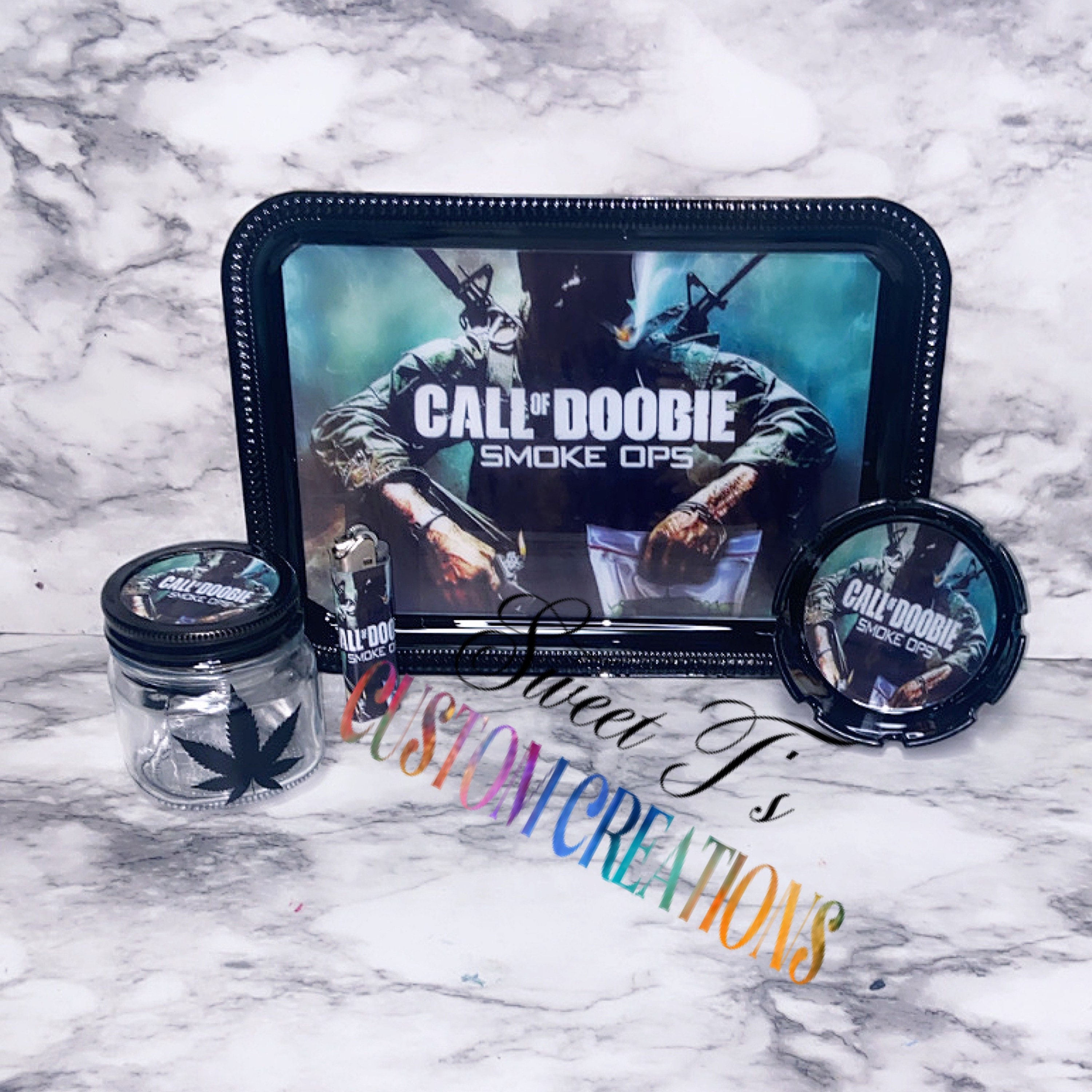 Holographic Just Roll It Weed Rolling Tray Set 3pc, 4pc, and 5pc