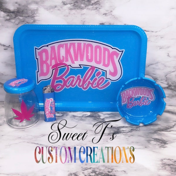 Backwoods Barbie rolling tray set