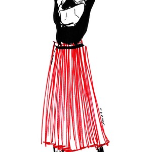 Red Pleats Skirt Fashion Illustration fashion Illustration Print Red Pleats Skirt Fashion Illustration fashion Illustration Print