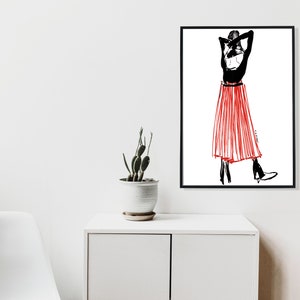 Red Pleats Skirt Fashion Illustration fashion Illustration Print Red Pleats Skirt Fashion Illustration fashion Illustration Print