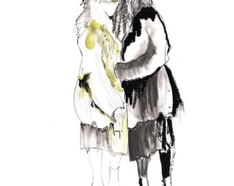 Impression d'art d'esquisse de mode inspirée de la Maison Margiela : aquarelle abstraite, pastel à l'huile (téléchargement numérique)