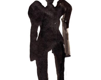 Art inspiré de la Maison Margiela | Dessin abstrait à l'encre | Décoration murale minimaliste | Impression d'archives de mode