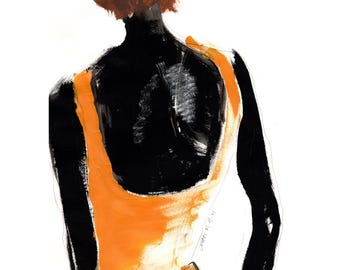 Impression d'art silhouette orange | Illustration de mode minimaliste | Art mural abstrait | Téléchargement numérique