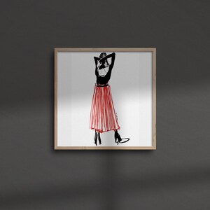 Red Pleats Skirt Fashion Illustration fashion Illustration Print Red Pleats Skirt Fashion Illustration fashion Illustration Print