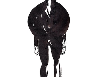 Étude de forme inspirée de Margiela | Dessin abstrait à l'encre | Art mural sculptural | Décoration d'intérieur moderne