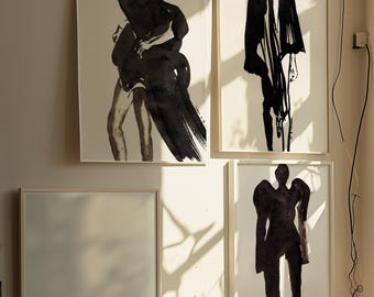 Impressions d'art de mode inspirées de Margiela | Ensemble de dessins à l'encre minimalistes (téléchargement numérique)