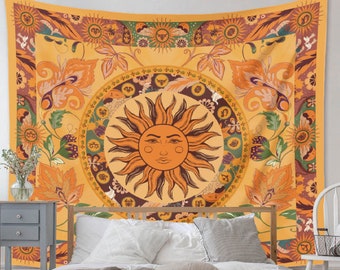 Bright of Sun Wall Tapestry, Tarot Tapestry, Black and White Wall Hanging for Living Room,Bedroom,Dorm