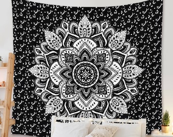 Beautiful white and black Boho Tapestry, white and black Wall Hangings for Living Room,Bedroom,Dorm
