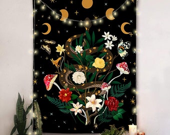 Beautiful flower view Wall Tapestry, Snake forest landscape for Living Room,Bedroom,Dorm