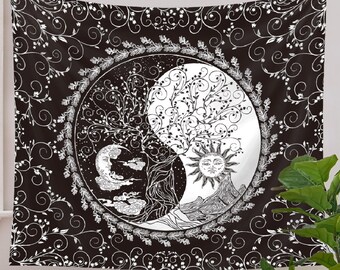 Beautiful Day and Night Wall Tapestry, Tai Chi Wall Tapestry, Wall Hanging for Living Room,Bedroom,Dorm