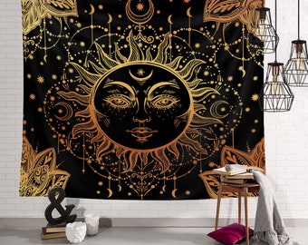 Beautiful Psychedelic Sun Tapestry, Bright and warm Wall Tapestry for Living Room,Bedroom,Dorm
