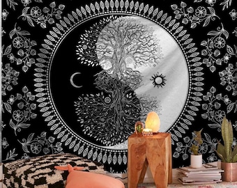 white and black design Tapestry Wall Hanging
