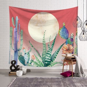 Desert with sunset Wall Tapestry for Housewarming Gift, Home Decoration, Bedding Tapestry, cactus Tapestry