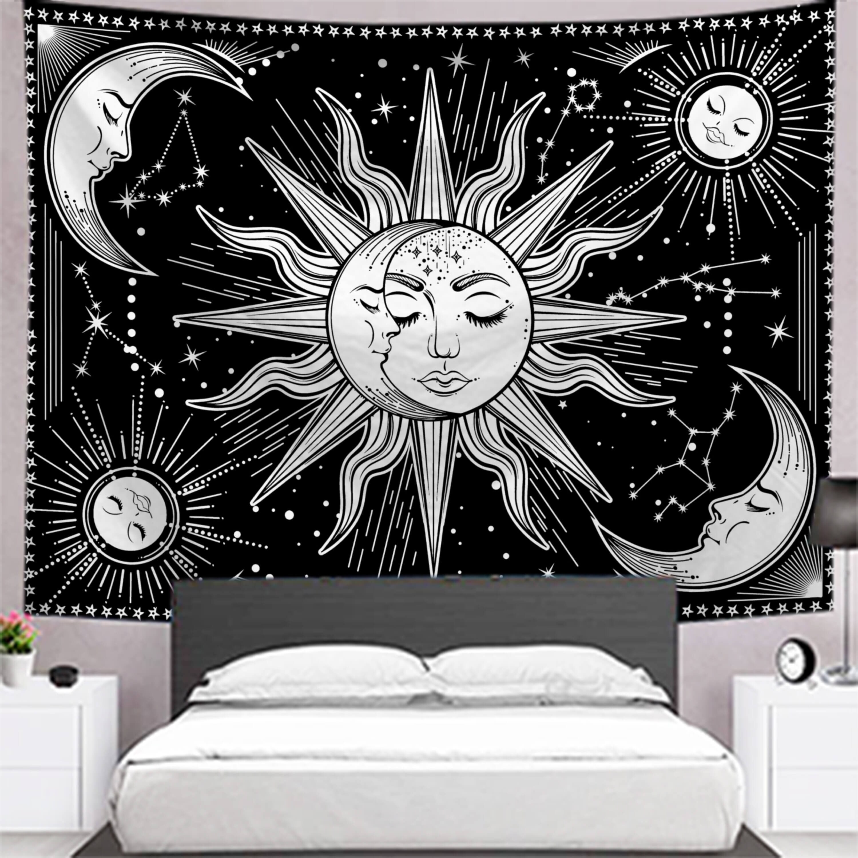 Arazzo Teschio Bianco E Nero 200x150cm - Tapestry Decorazione Muro Camera
