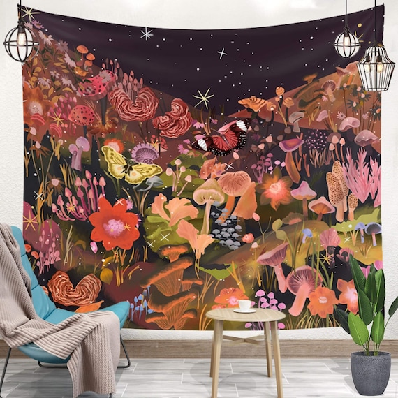 Beautiful Flower Forest Wall Tapestry Night Sky Pattern Wall Hanging for Living Room bedroom dorm Etsy