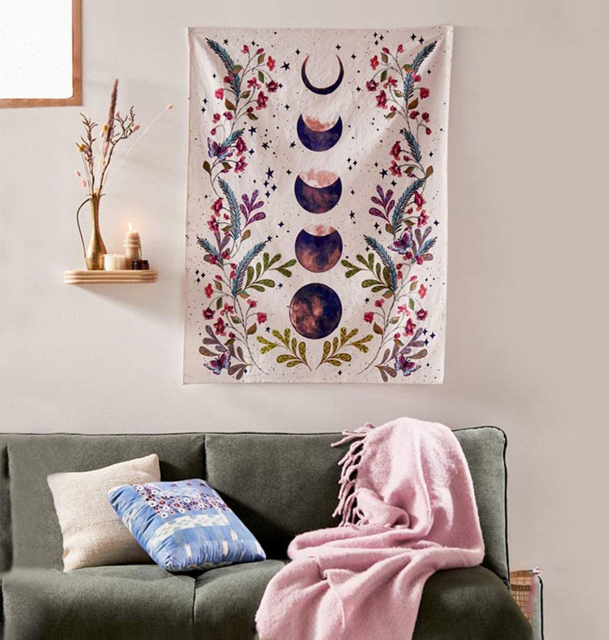 Beautiful Moonlit Garden Flower Wall Tapestry for Living - Etsy