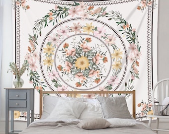Boho flower Wall Hangings, Wall Tapestry for Living Room,Bedroom,Dorm
