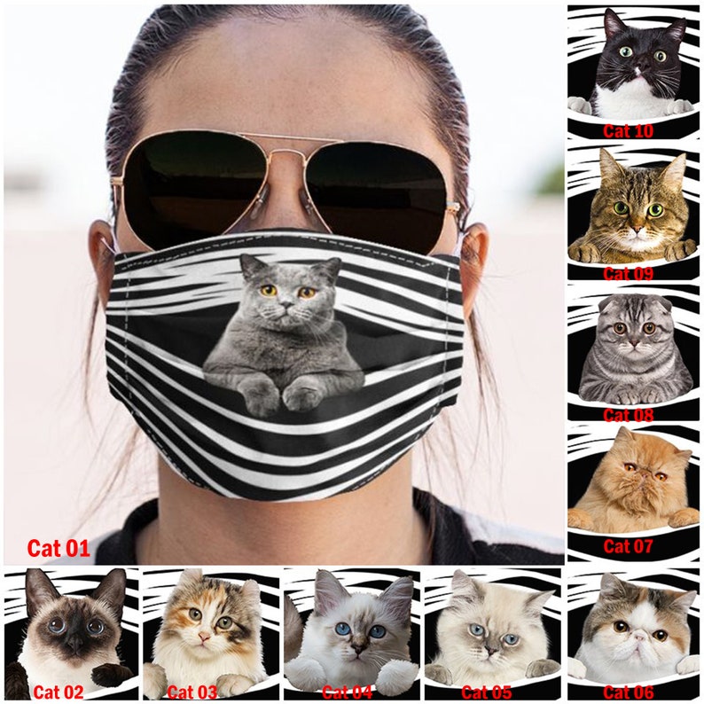 Cat Lover Face Mask Cat Face Mask With Washable Reusable Etsy