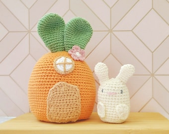 Lapins, maison carottes / Patron au crochet / Pâques au crochet / Patron amigurumi au crochet (anglais)