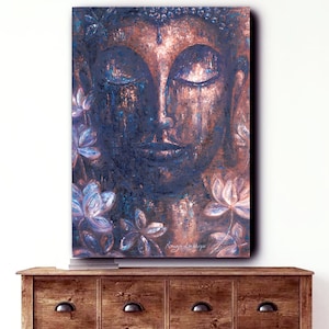 ORIGINAL Art CUSTOM Abstract Buddha oil painting Mordern Art Buddha portrait Meditation wall decor Buddha gift Yoga studio decor Religious