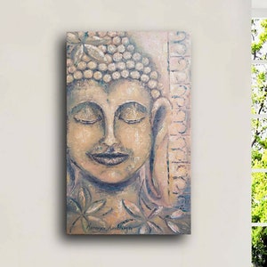 CUSTOM Original Buddha painting, Buddha wall art, Meditation Wall Decor, Buddha gift Yoga studio decor Buddha art Zen wall art Oil on Canvas
