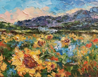 Sunflower Oil Painting Impasto Painting Custom Sunflower Etsy