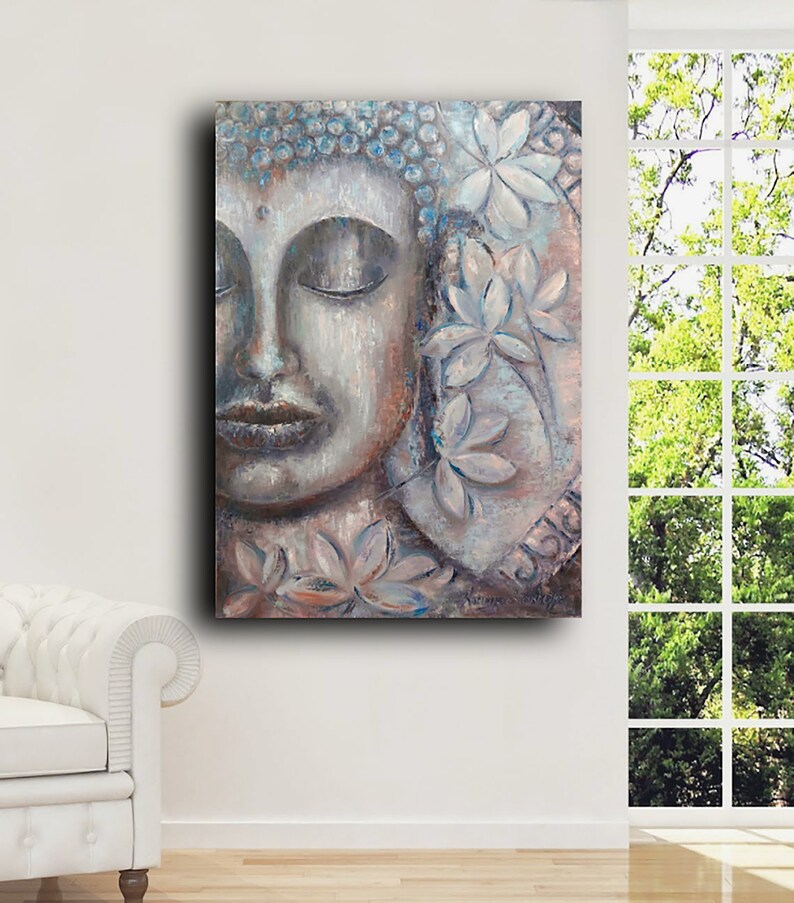 Original Buddha Painting Buddha Wall Art Meditation Wall Etsy