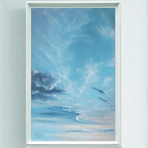 Clouds And Sky Scenery Original Oil Painting on Canvas Natural Landscape Painting Light Blue Sky Painting Large Wall Art Living Room Decor