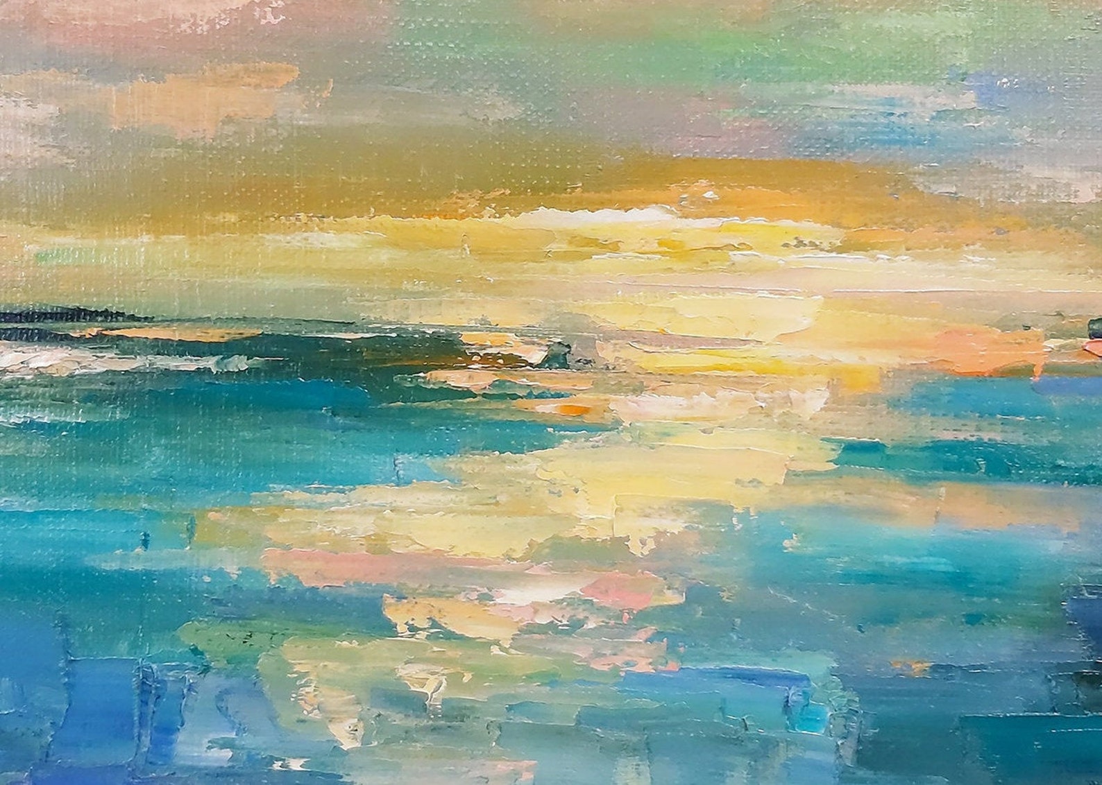 Beach Painting Abstract Seascape Original Modern Art Ocean - Etsy