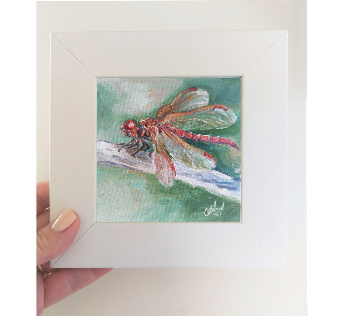 Original Art Dragonfly Miniature Oil Painting Realistic Artwork Hand ...