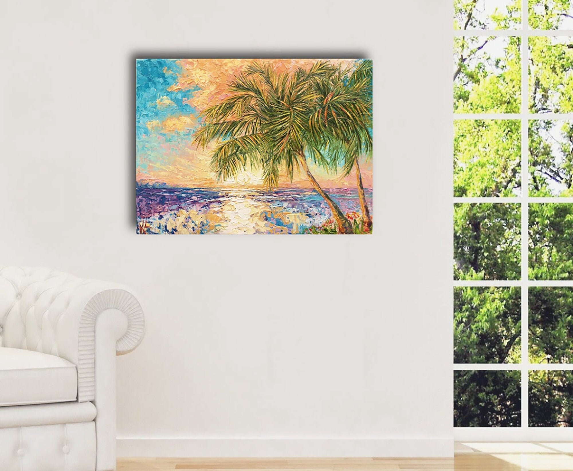 Hawaiian Art. Tropical Beach Abstract Landscape With Palm - Etsy