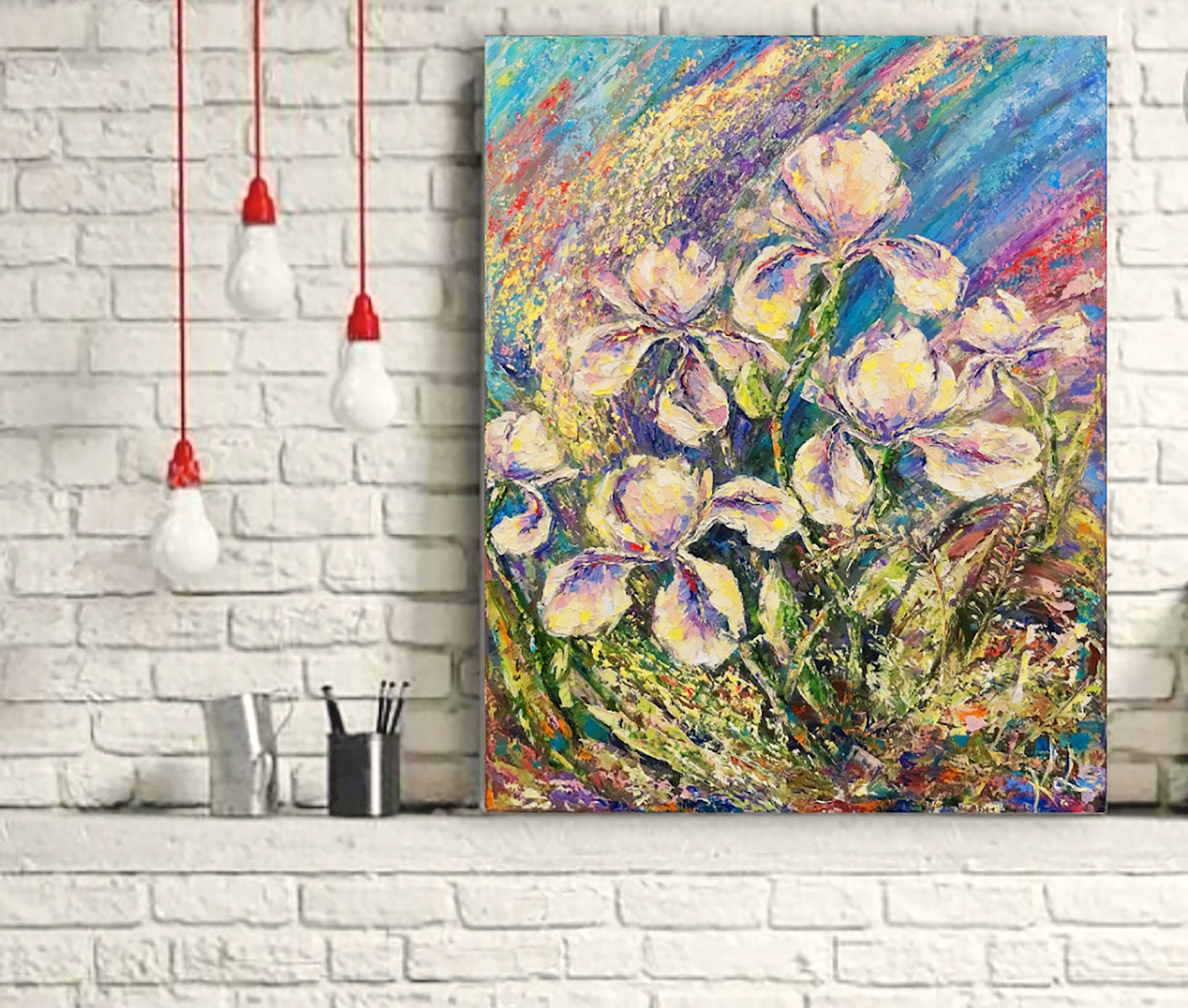 Original Flowers painting on Canvas Abstract landscape | Etsy