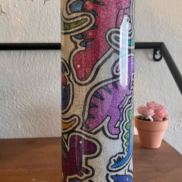 Glitter Dinosaur Tumbler