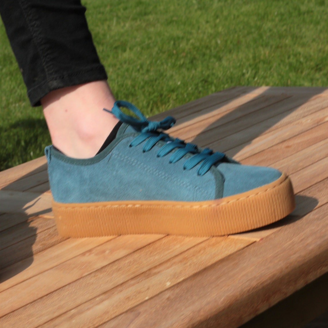 Walk In Pitas Chunky Blue Suede Skate Shoes For Women Etsy