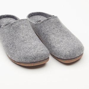 Soft eco felt mule slippers, rubber soles, 100% recycled