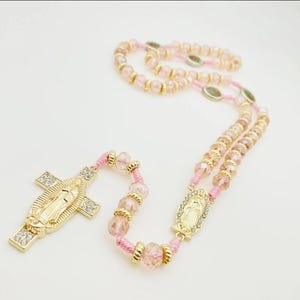 Virgin Mary Rosary Necklace: MULTIPLE COLORS Catholic Beads