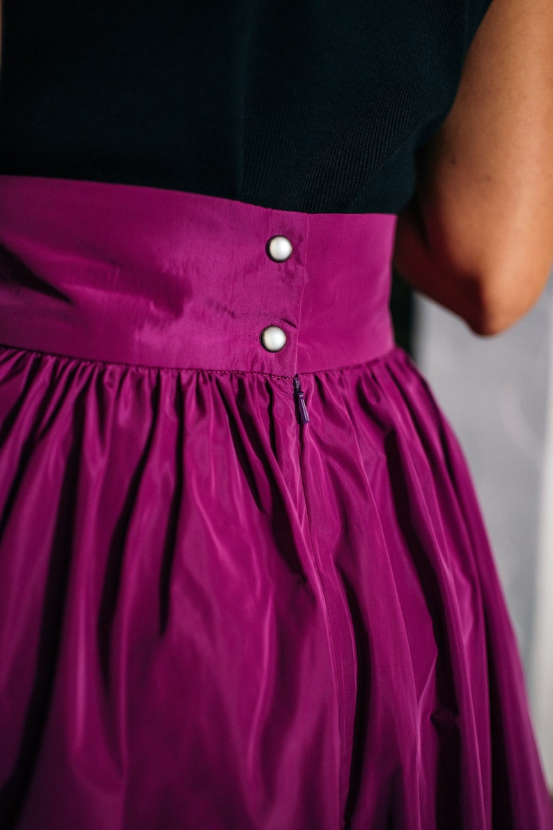 Magenta Flared Printed Skirt