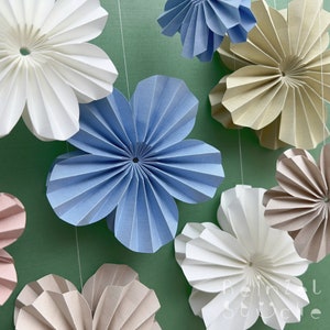 Luna paper flower 10 cm / paper ornament / design made of paper / origami / flower / decorative item / wall decoration / window decoration / white / pink / green / beige/blue image 9