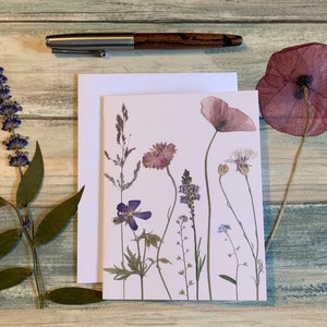 flor pressionada cartão comemorativo | Cartão de aniversário | Cartão de aniversário para ela | Amizade | cartão de aniversário | Em branco dentro | Amante do jardim