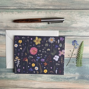 carte de voeux de fleur pressée | carte d'anniversaire | Carte d'anniversaire pour elle | Amitié | carte d'anniversaire | Blanc à l'intérieur | Amoureux du jardin