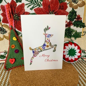 Carte de Noël renne fleur pressée