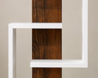 Modern Geometric Wood Shelf ,Two Tone Wall Decor, Handmade Display Rack, Home Accent