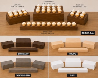 Juego de soportes de madera hechos a mano para exhibir postres, soportes para cupcakes de boda, decoración para fiestas