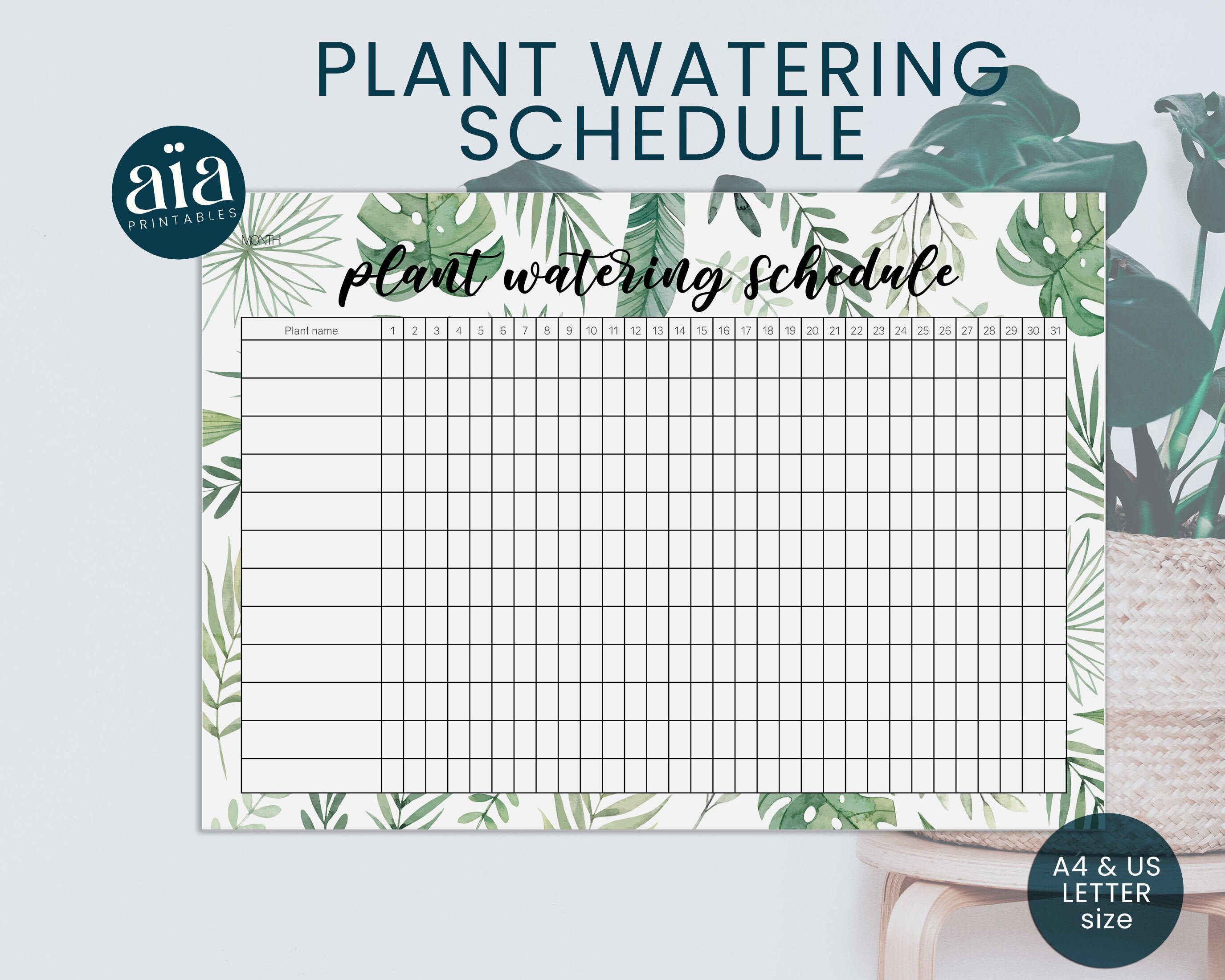 Plant watering schedule Plant planner Watering planner | Etsy