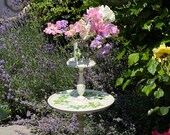 Vintage, up-cycled, Ivy, white cocktail plant table