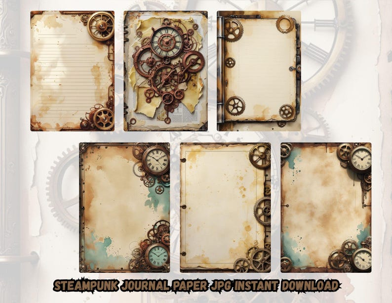 Steampunk Junk Journal Pages – Vintage Industrial Watercolor ...